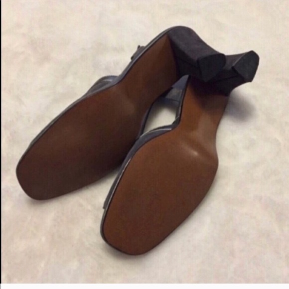 🆕 Hush Puppies suede leather open toe slingback block heels size 10 silver - Picture 7 of 8